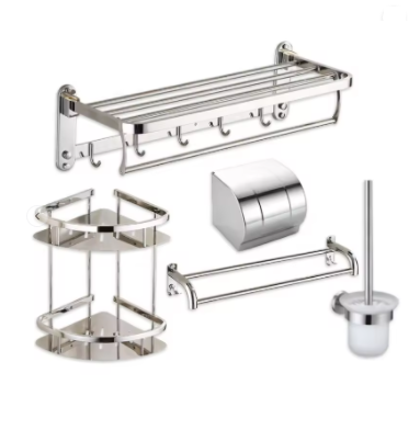 HOME DECORATION ITEMS SANITARY WARE SW008 Stainless Steel Hotel Bath Accessories Set Home Sanitary Ware Hotel Bathroom Accessories